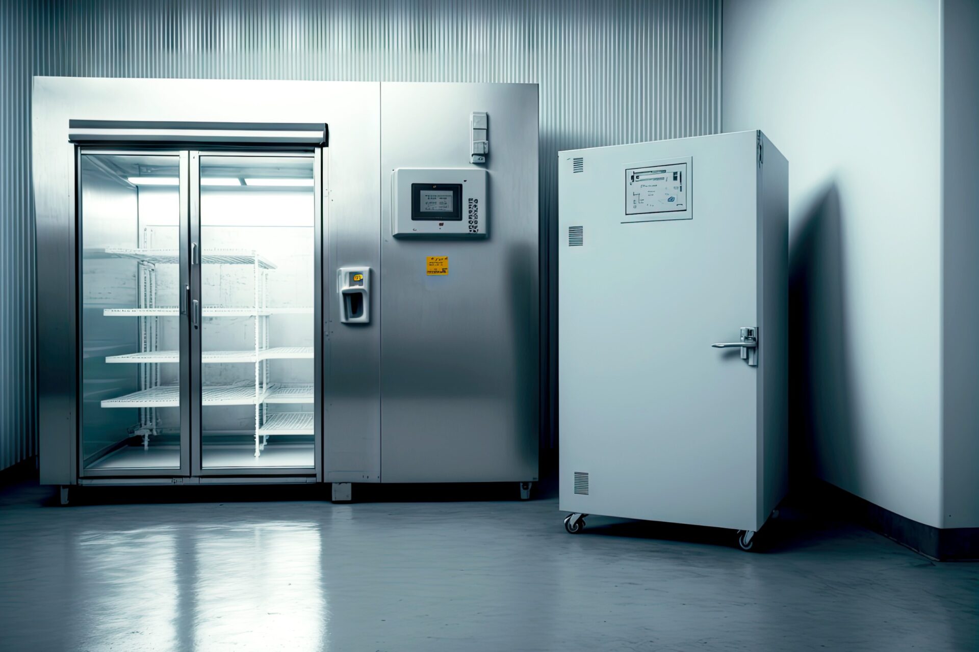special warehouse with refrigerator chamber for storage of frozen products<br />